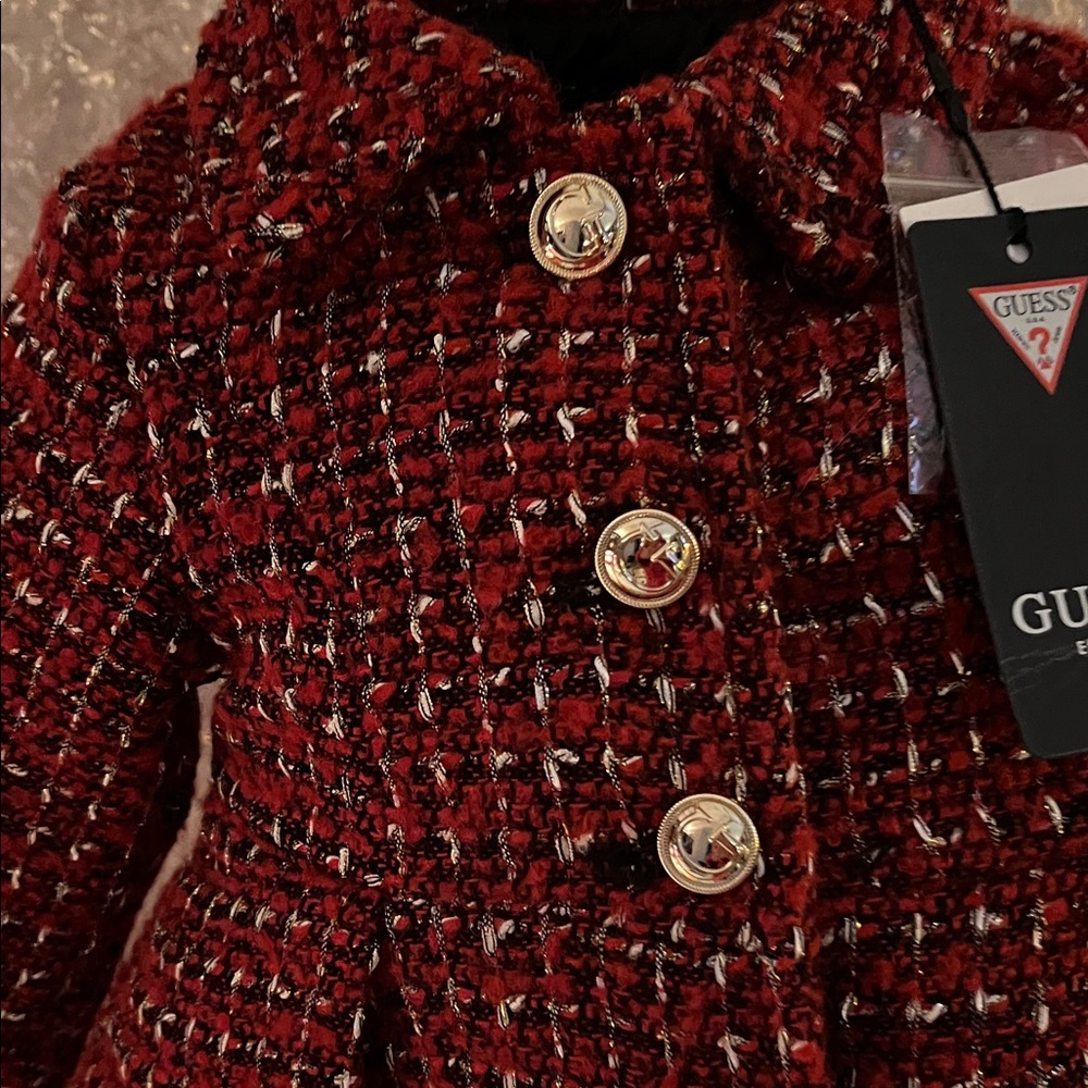 Guess Red Pea Coat for Kids - Picture 3 of 12